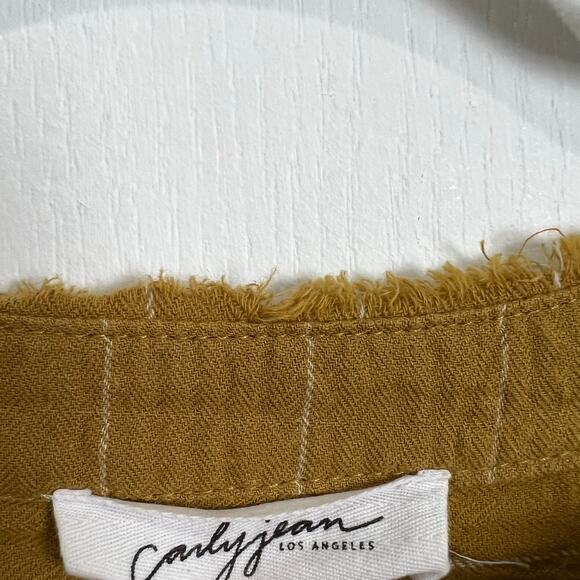 Carly Jean Los Angeles Button Front Blouse Top Mustard Yellow Women's Large - Picture 5 of 7